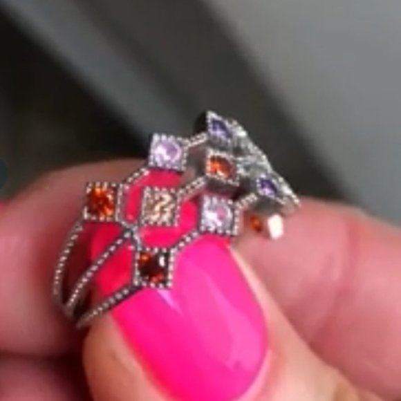 Multi Gemstone 925 Sterling Silver Ring - Picture 4 of 5